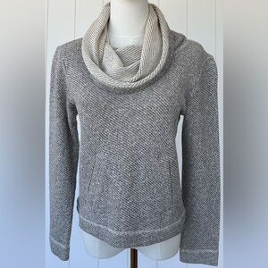 Eileen‎ Fisher Petites Cowl Neck Knit Pullover Top Gray/White Size PP